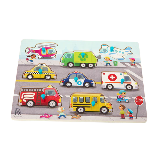 Peek & Explore Vehicles Peg Puzzle