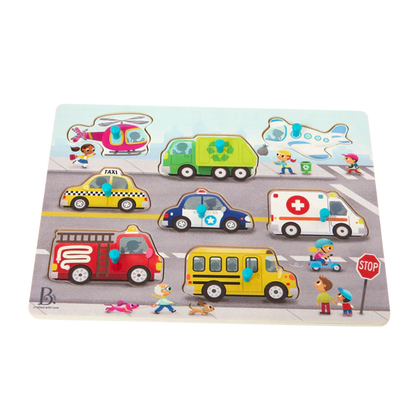 Peek & Explore Vehicles Peg Puzzle