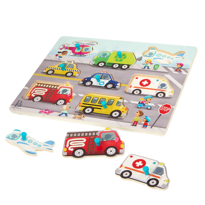 Peek & Explore Vehicles Peg Puzzle