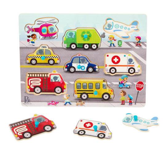 Peek & Explore Vehicles Peg Puzzle