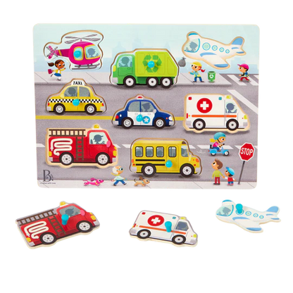 Peek & Explore Vehicles Peg Puzzle