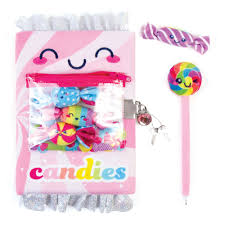 Candy Plush Pocket Locking Journal Assorted