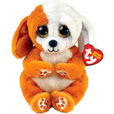 TY Beanie Babies Regular Ruggles - Brown/white Dog