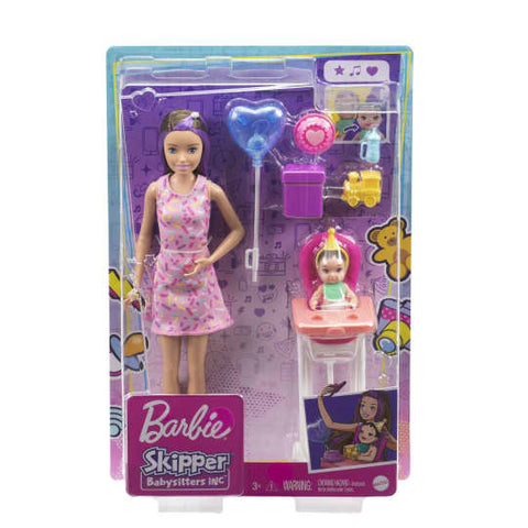 Barbie Skipper Babysitters Playset - Birthday (Purple Hair)